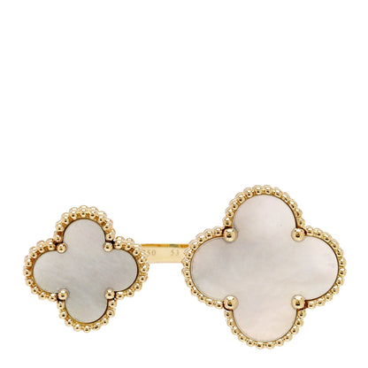 Van Cleef & Arpels 18K Yellow Gold Mother of Pearl Magic Alhambra Between the Finger Ring 53 6.5 1 of 6