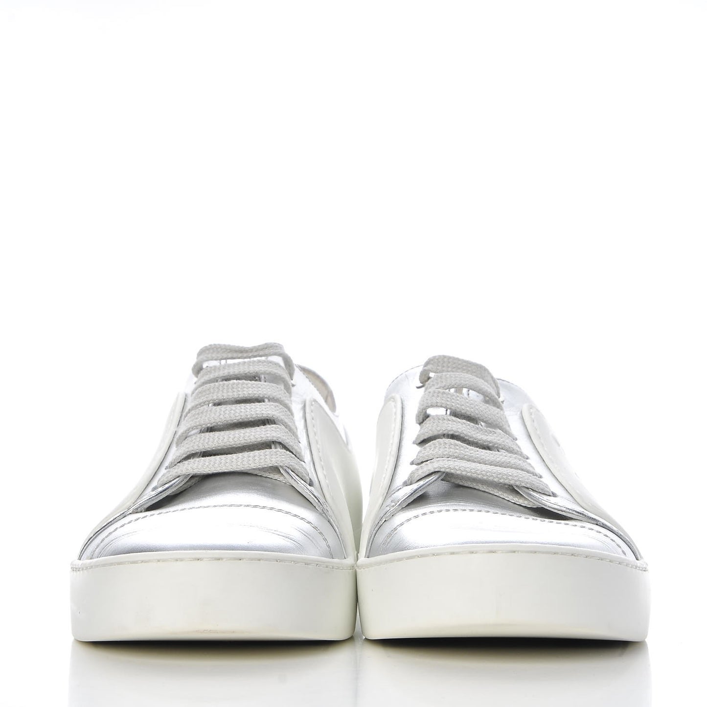 Iridescent Goatskin Sneakers 36 White Silver