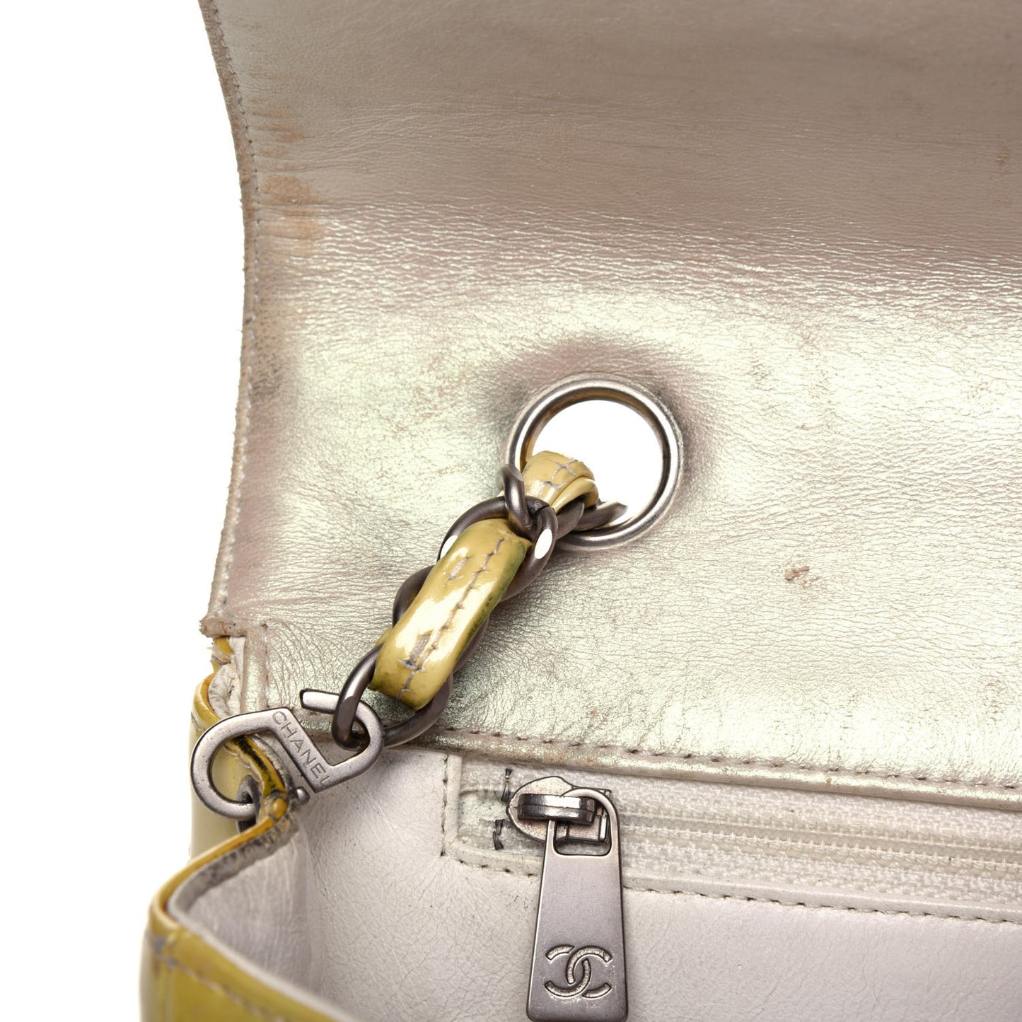 Patent Quilted Medium Single Flap Yellow