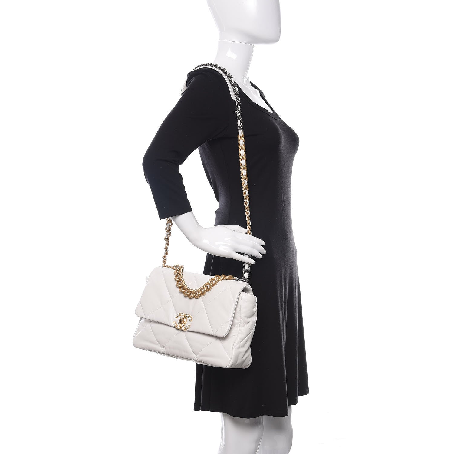 Chanel Goatskin Quilted Large 19 Flap White 2 of 11