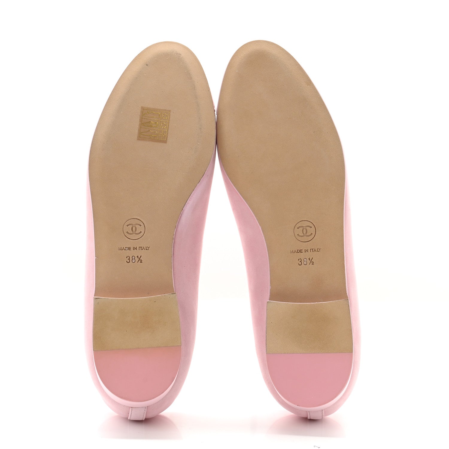 Chanel Suede Calfskin Cap Toe CC Ballerina Flats 38.5 Light Pink 5 of 9