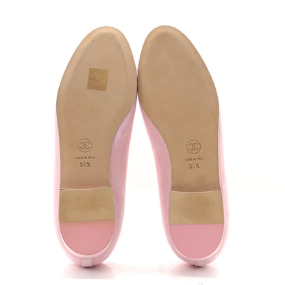 Chanel Suede Calfskin Cap Toe CC Ballerina Flats 38.5 Light Pink 5 of 9