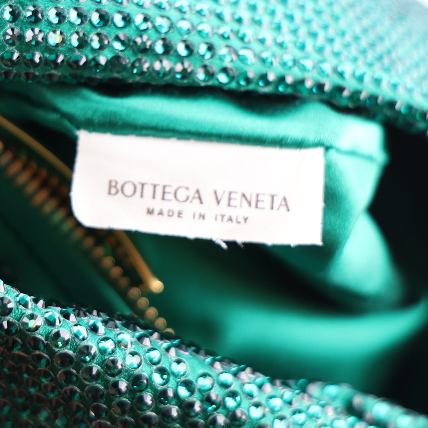 Crystal Embellished Satin Mini Hotfix Jodie Emerald