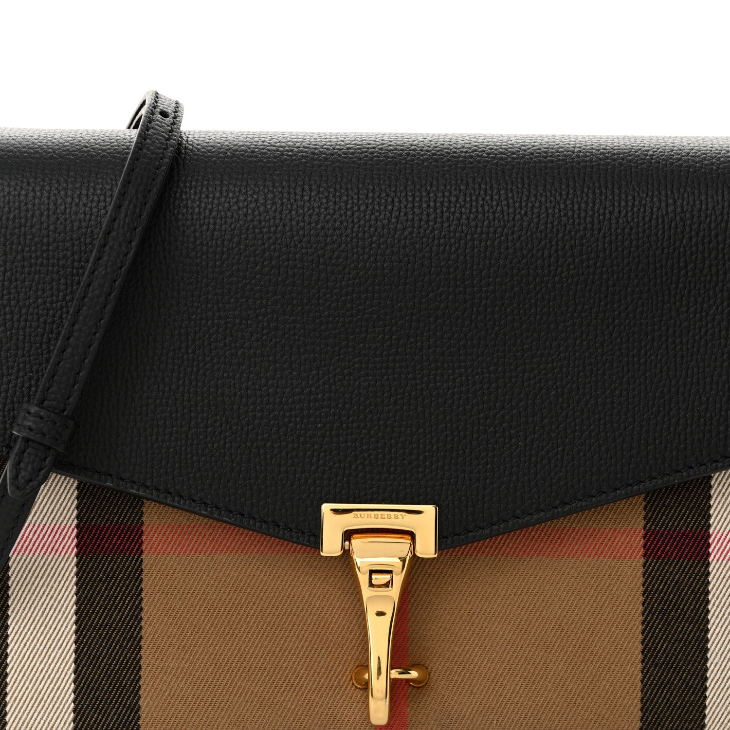 Burberry Derby Calfskin House Check Small Macken Crossbody Bag Black 9 of 11