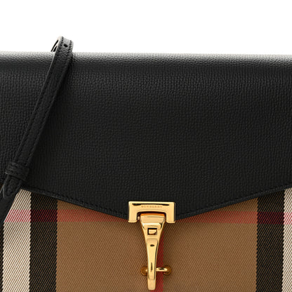 Burberry Derby Calfskin House Check Small Macken Crossbody Bag Black 9 of 11