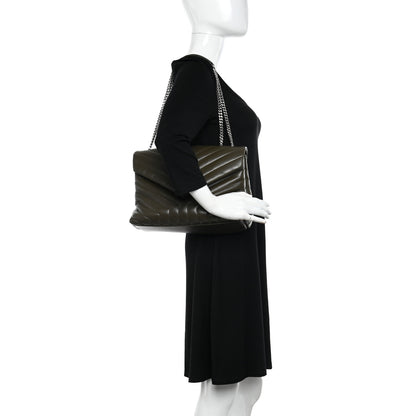 Saint Laurent Calfskin Y Quilted Monogram Medium Loulou Chain Satchel Khaki Fonce 2 of 11