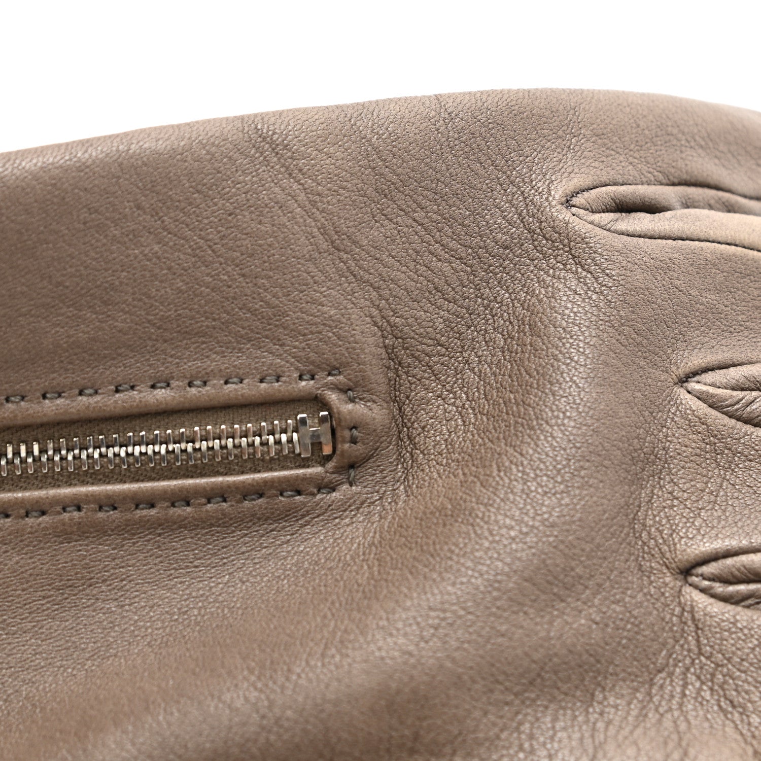 Hermes Lambskin Cashmere Gloves 8 Gris 3 of 4