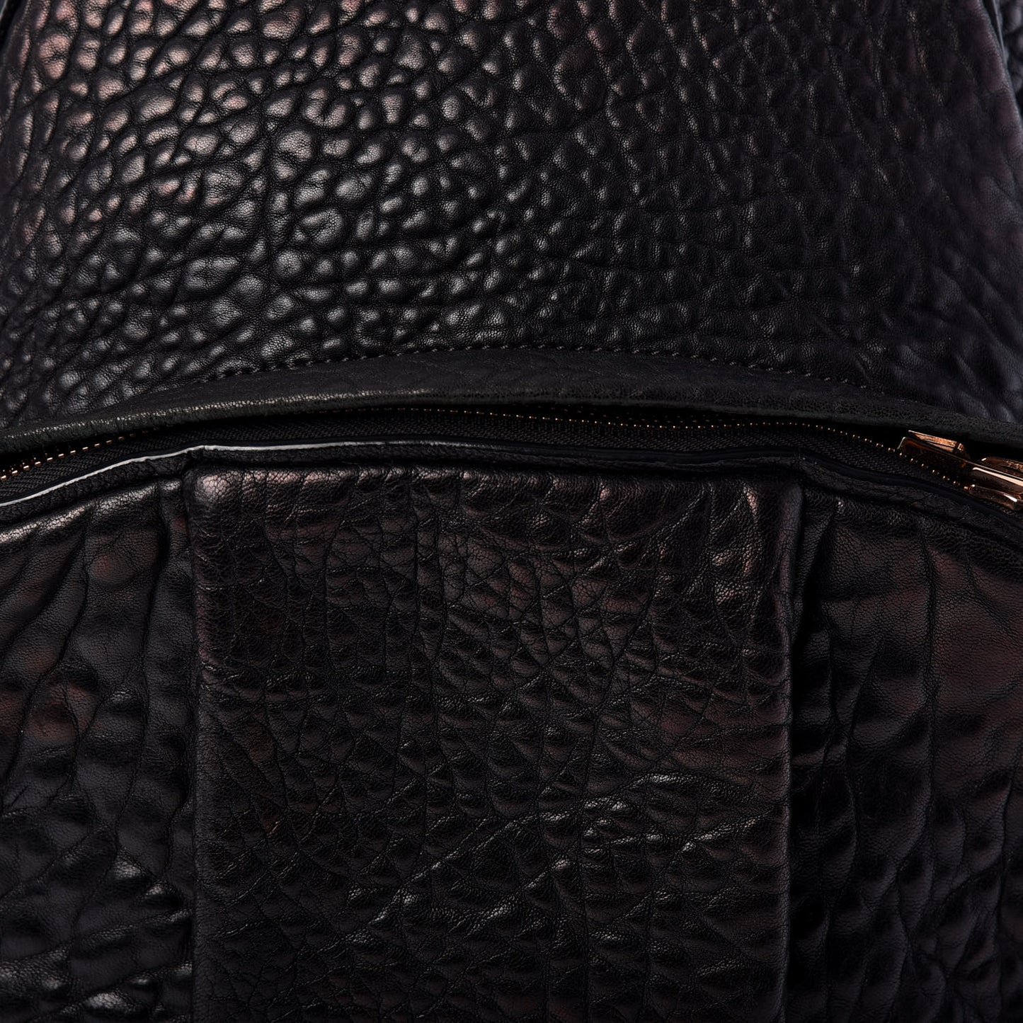 Pebbled Lambskin Dumbo Backpack Black Rose Gold Hardware