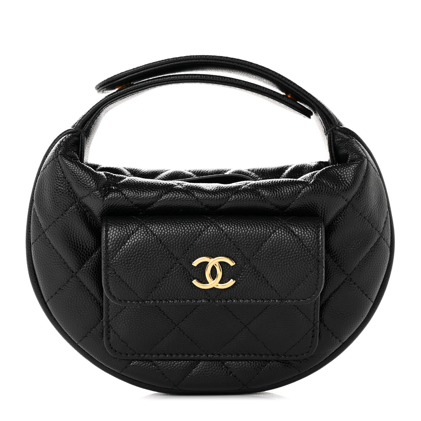 Caviar Quilted Polly Pocket Pouch Hobo Black
