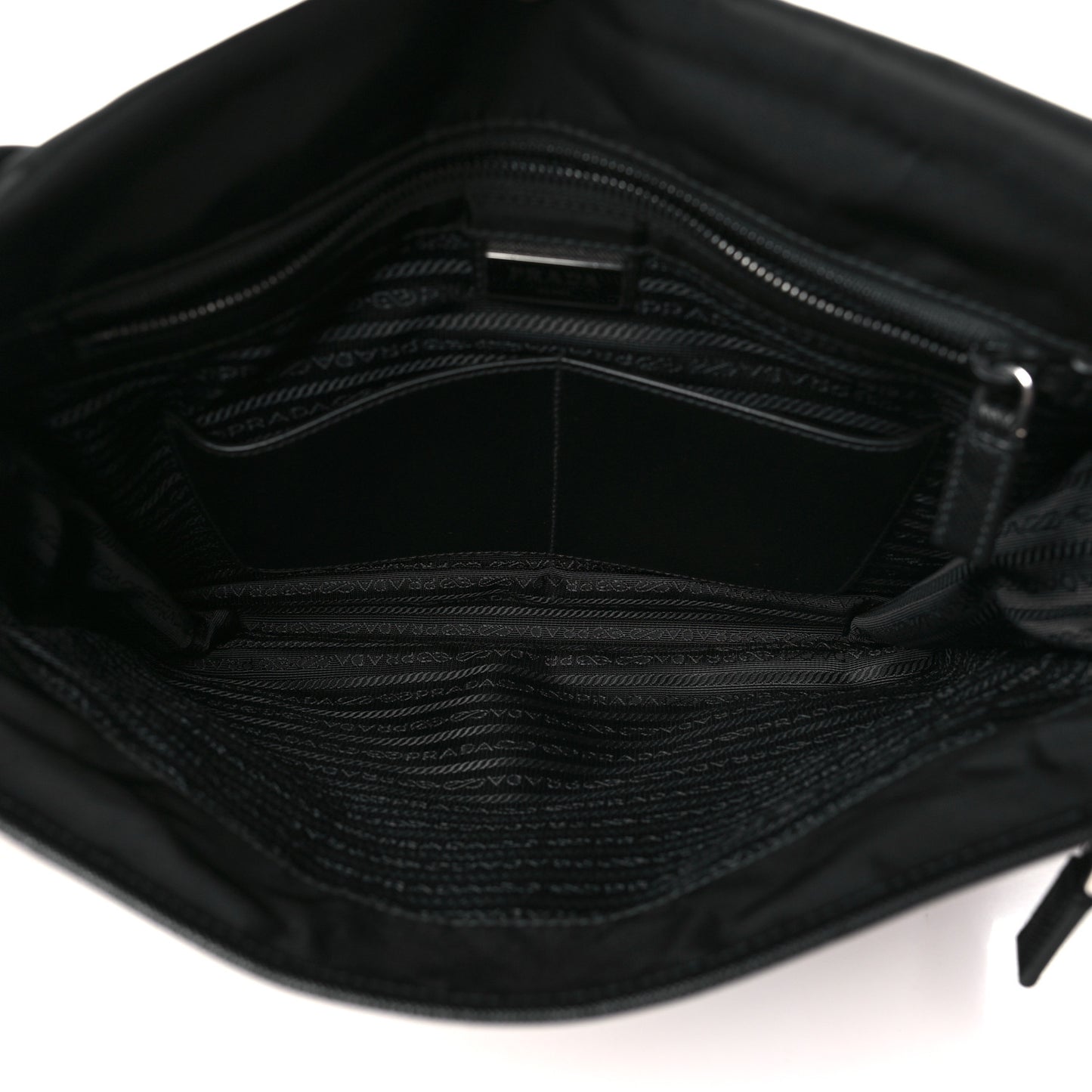 Tessuto Nylon Saffiano Large Double Snap Buckle Messenger Bag Black