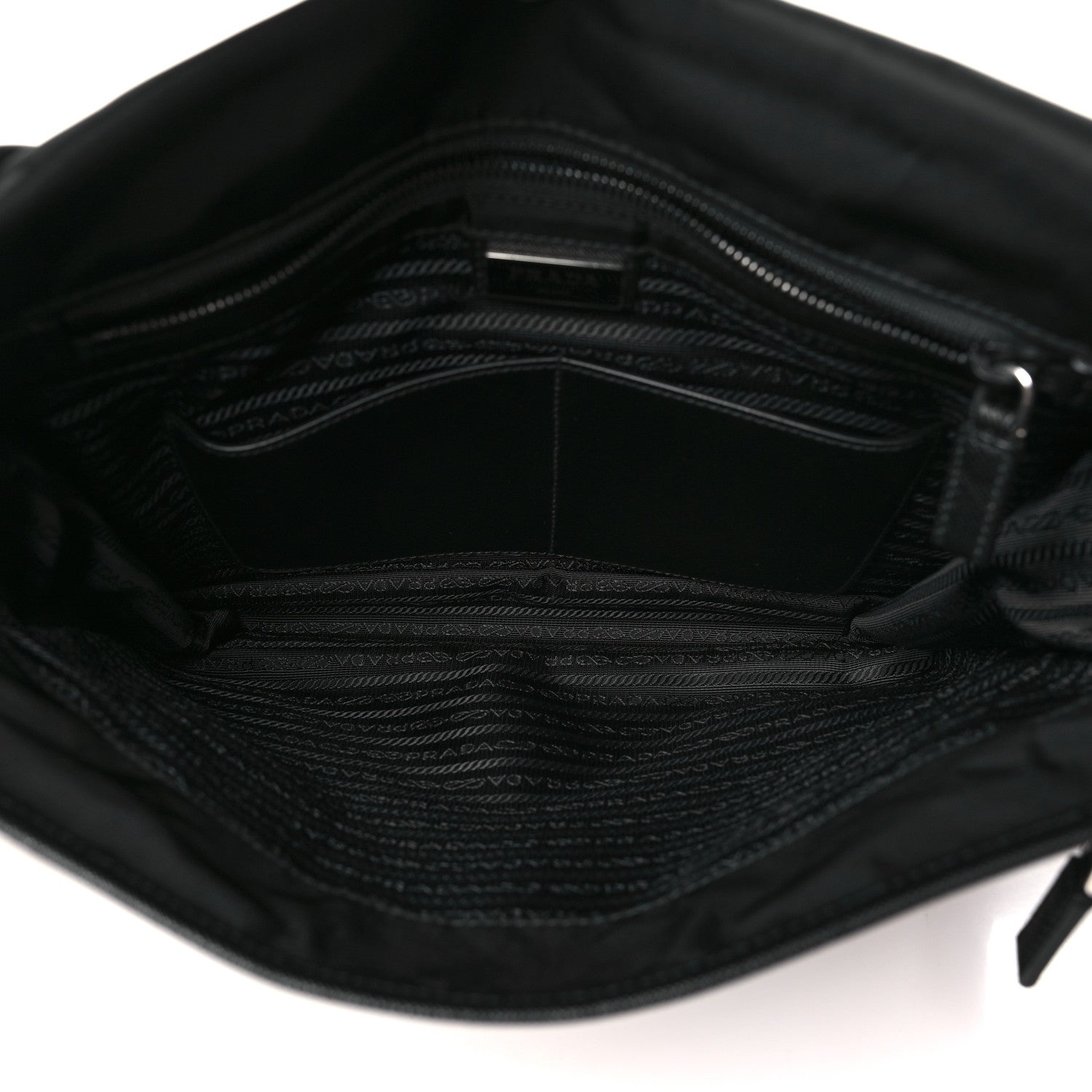 Prada Tessuto Nylon Saffiano Large Double Snap Buckle Messenger Bag Black 5 of 10