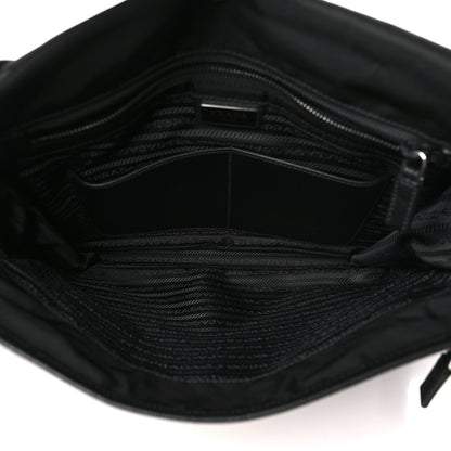 Prada Tessuto Nylon Saffiano Large Double Snap Buckle Messenger Bag Black 5 of 10