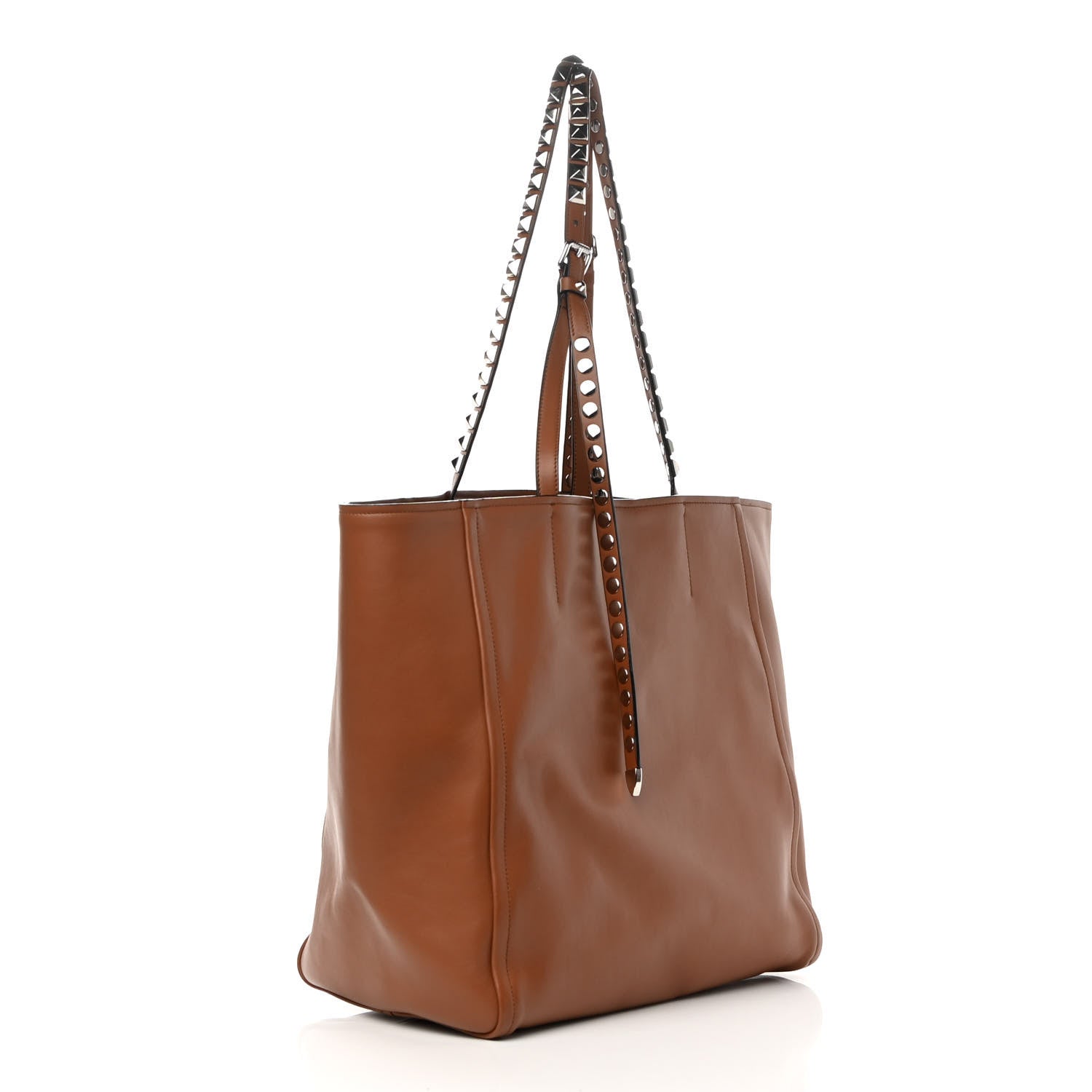 Prada Grace Lux Studded Large Concept Shopper Tote Cognac 4 of 13