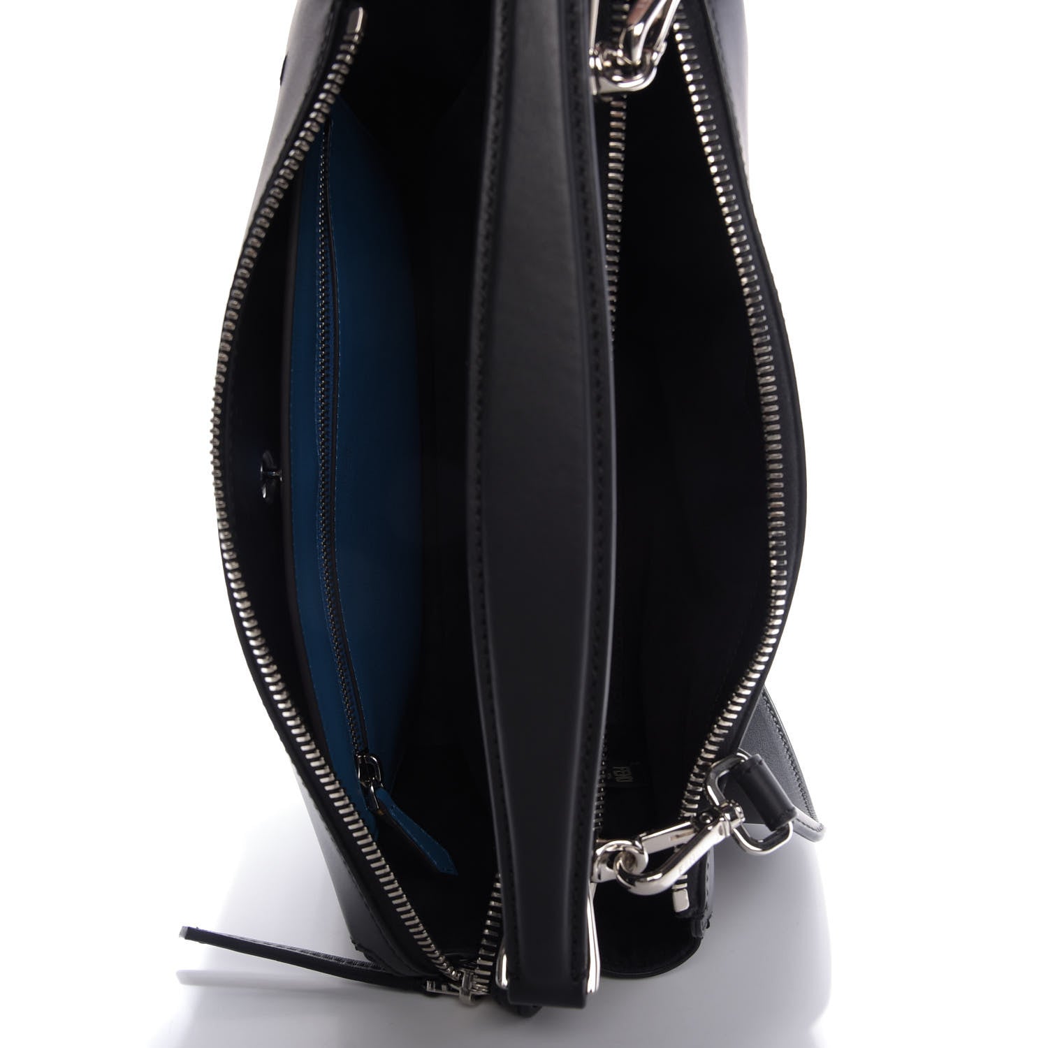 Fendi Vitello Baltico Dolce DotCom Satchel Black Blue Royal 6 of 10