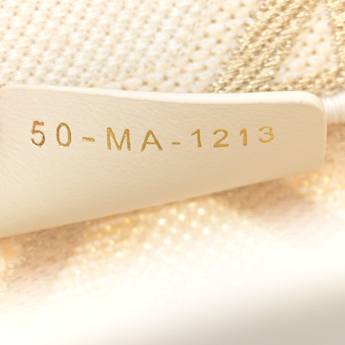 Canvas Cannage Embroidered Brocart Hat Basket Bag White Gold