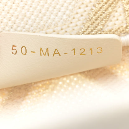 Christian Dior Canvas Cannage Embroidered Brocart Hat Basket Bag White Gold 8 of 12