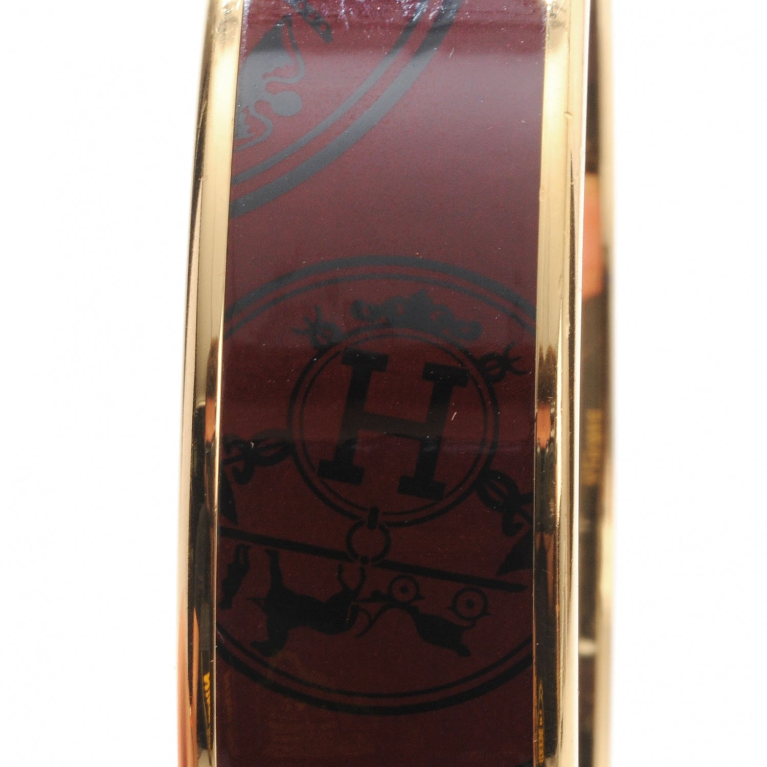 Hermes Enamel Printed Ex Libris Wide Bracelet 65 5 of 7