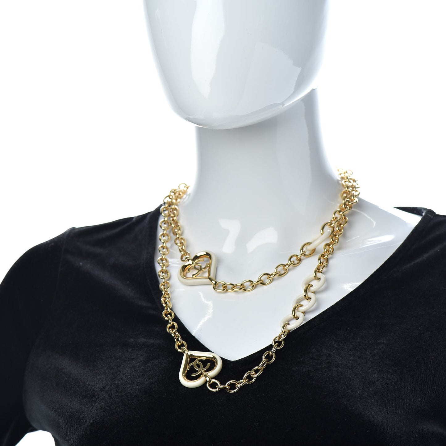 Crystal CC Chain Long Necklace Gold