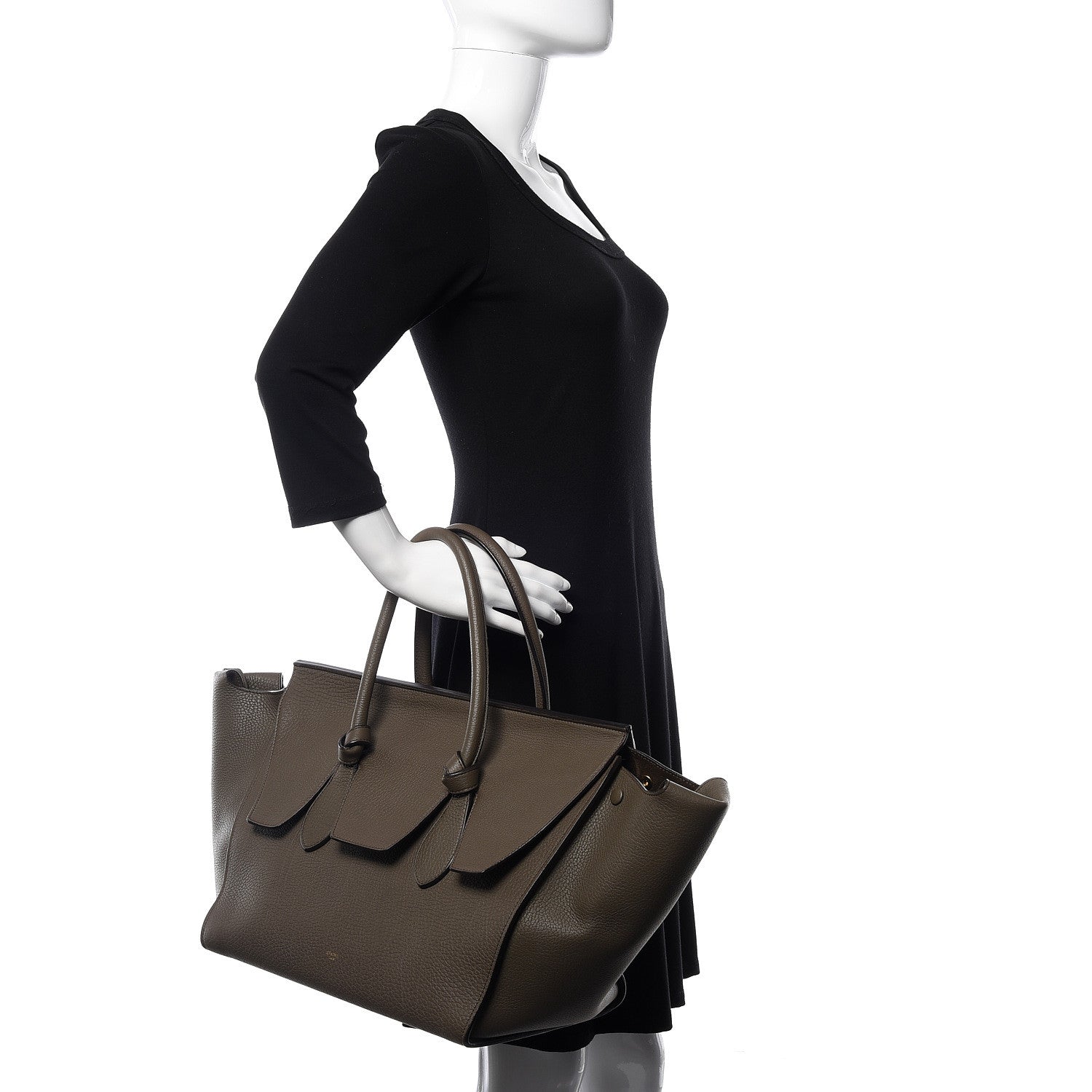 Celine Crisped Calfskin Large Tie Knot Tote Grey 2 of 19