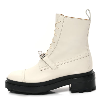 Hermes Glossed Calfskin Funk Ankle Boots 36 Beige Glaise 1 of 9