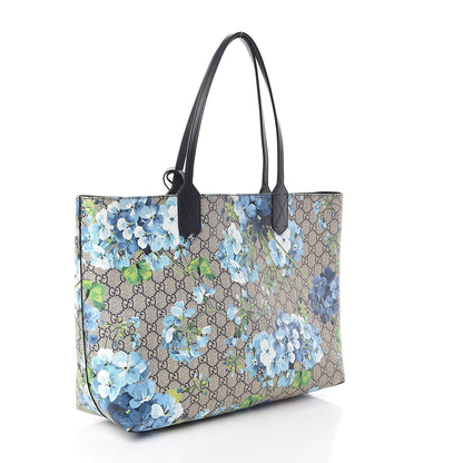 Gucci GG Supreme Monogram Blooms Medium Reversible Tote Beige Blue Navy 5 of 16