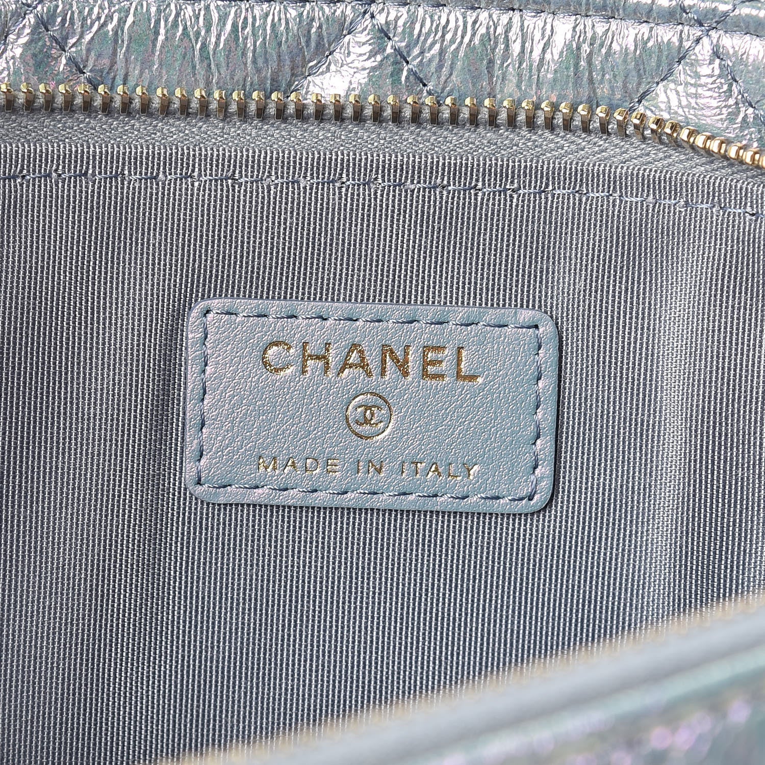 Chanel Iridescent Crumpled Lambskin Double Cosmetic Case Light Blue 11 of 15