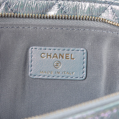 Chanel Iridescent Crumpled Lambskin Double Cosmetic Case Light Blue 11 of 15
