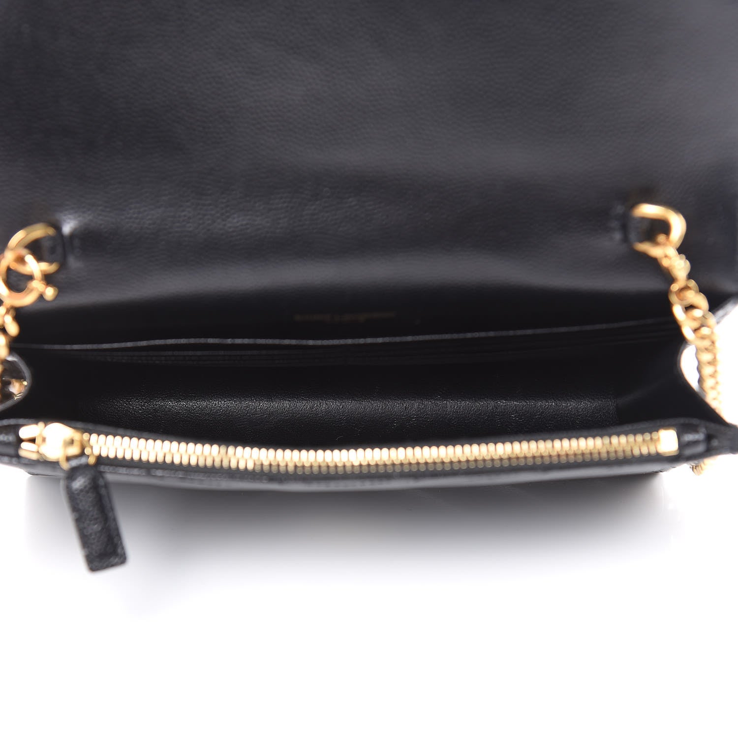 Saint Laurent Grain De Poudre Matelasse Chevron Monogram Envelope Chain Wallet Black 5 of 10