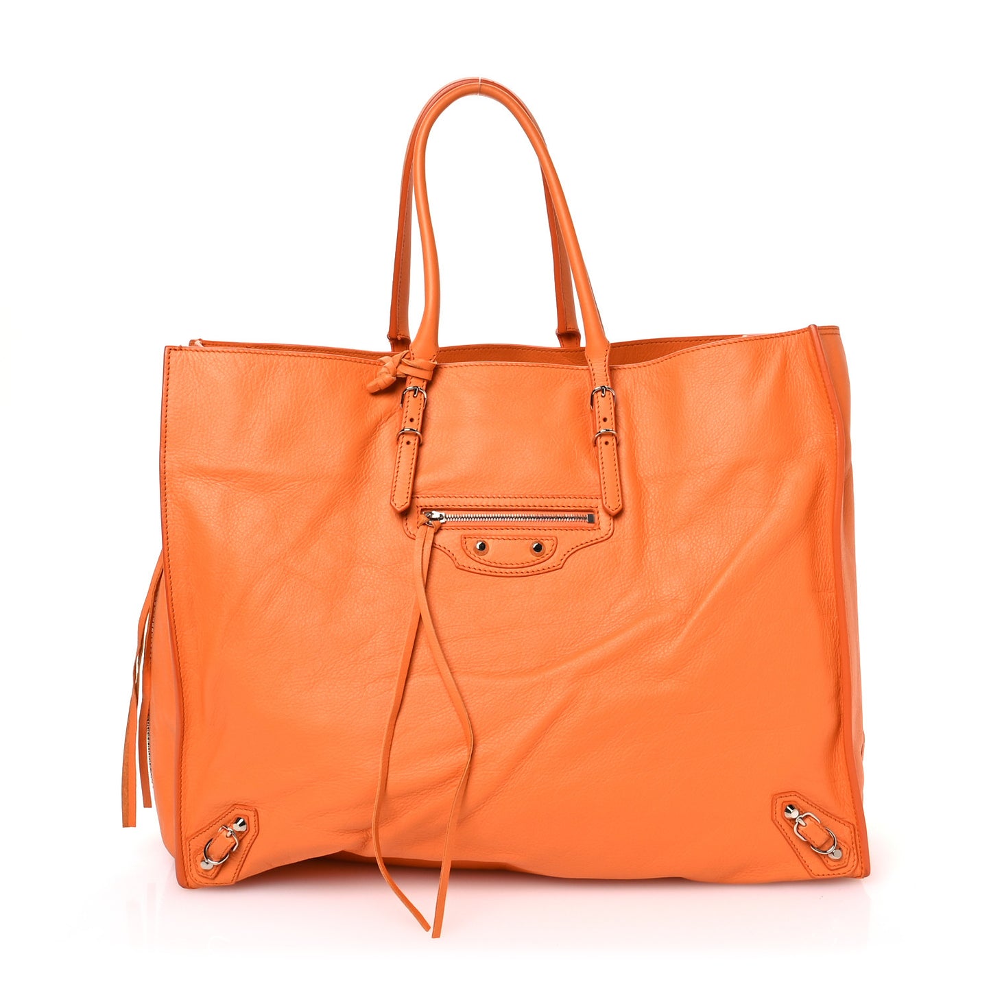 Veau Papier A4 Zip Around Tote Mandarine