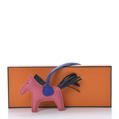 Hermes Milo Lambskin Grigri Rodeo Horse Bag Charm PM Rose Azalee Vert Cypress Bleu Electrique 5 of 5