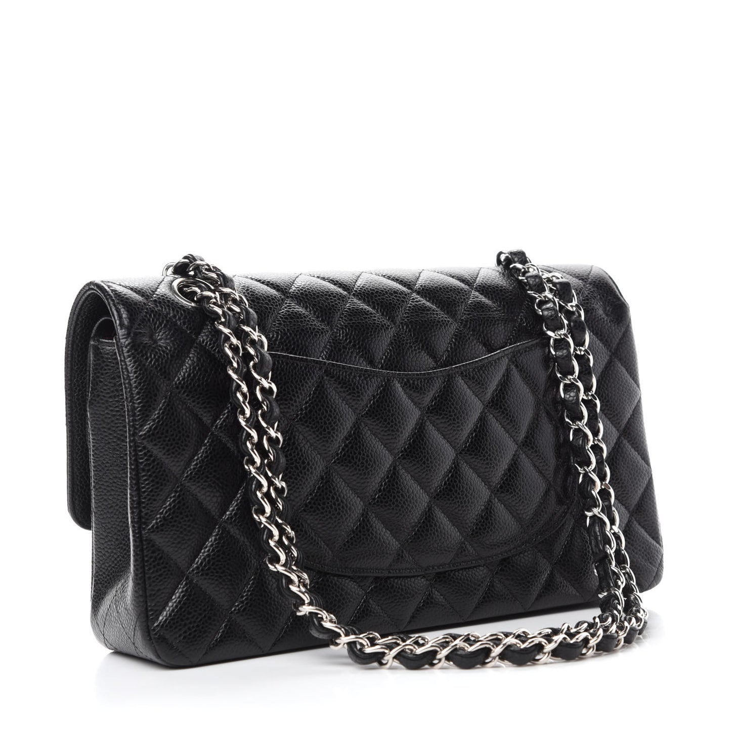 Caviar Quilted Medium Double Flap Black