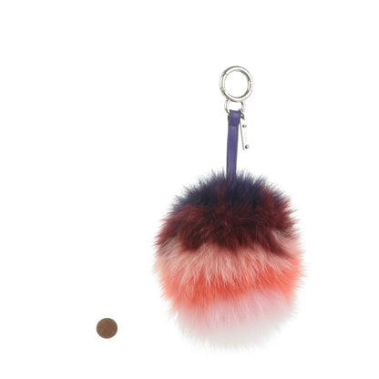 Fendi Fox Fur Shiny Nappa Rainbow Pom Pom Bag Charm Viola Multicolor Purple 2 of 4