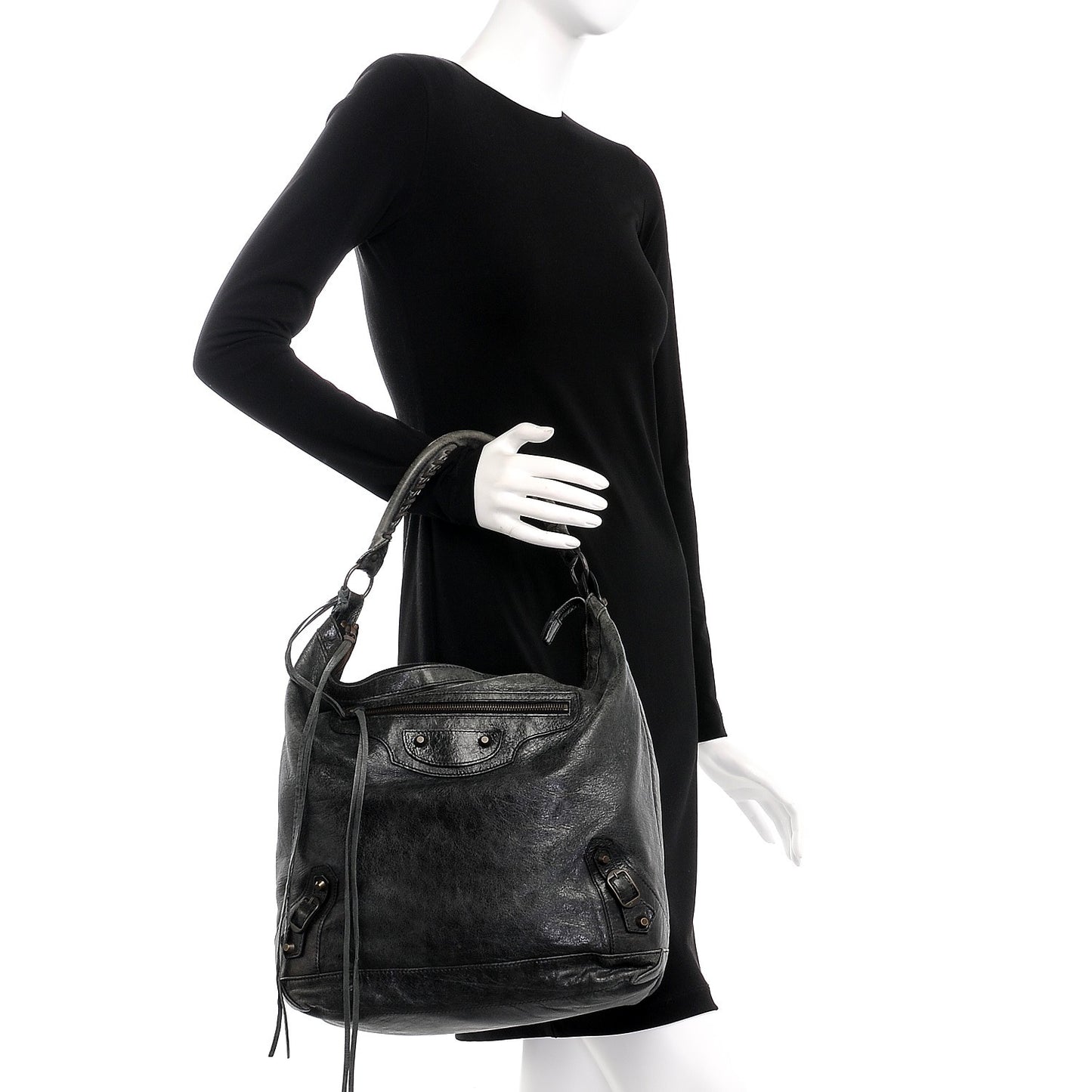 Agneau Classic Hardware Day Hobo Black