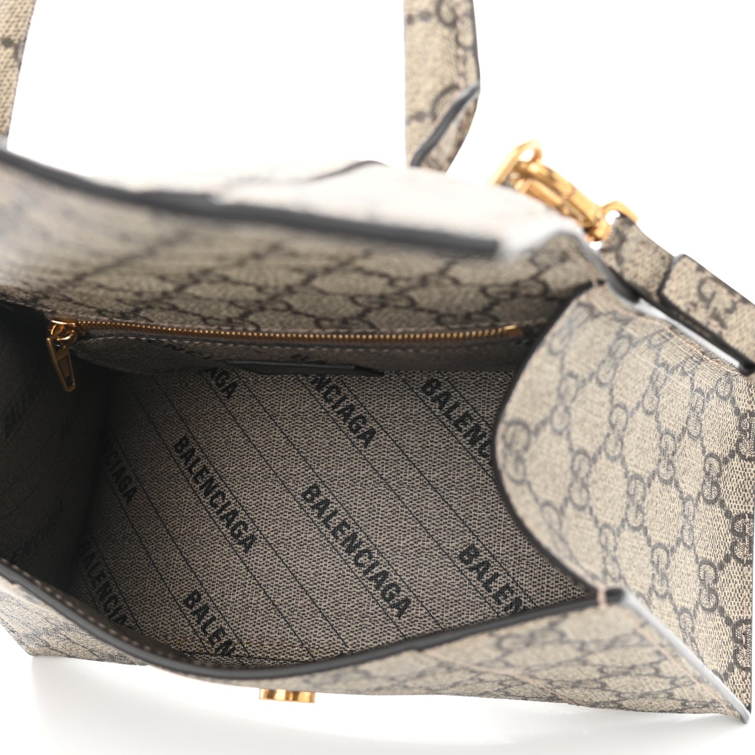 Balenciaga X GUCCI GG Supreme Monogram Small Hourglass Top Handle Bag Beige Ebony 5 of 9