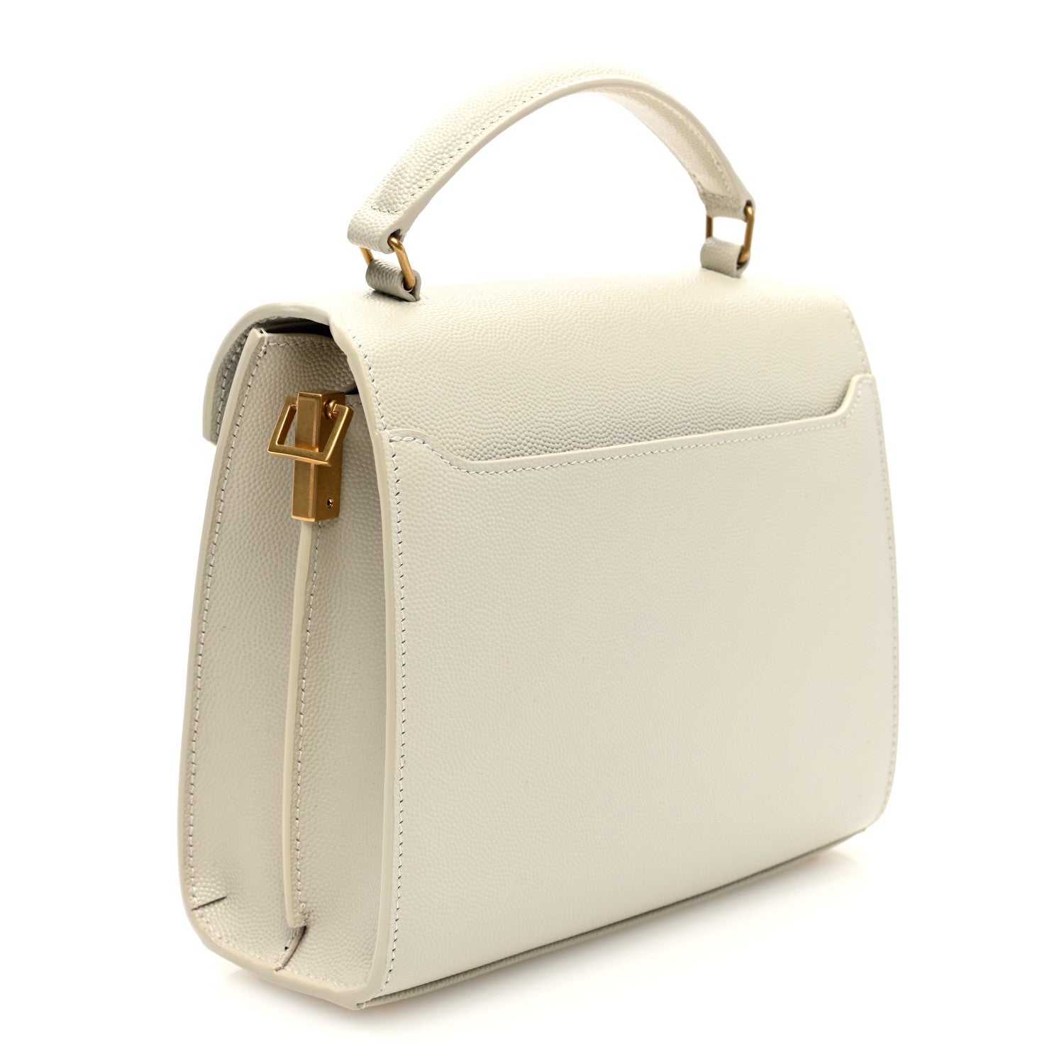 Saint Laurent Grain de Poudre Mini Classic Monogram Cassandra Top Handle Crema Soft Rouge Legion 3 of 9
