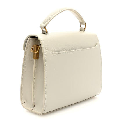 Saint Laurent Grain de Poudre Mini Classic Monogram Cassandra Top Handle Crema Soft Rouge Legion 3 of 9