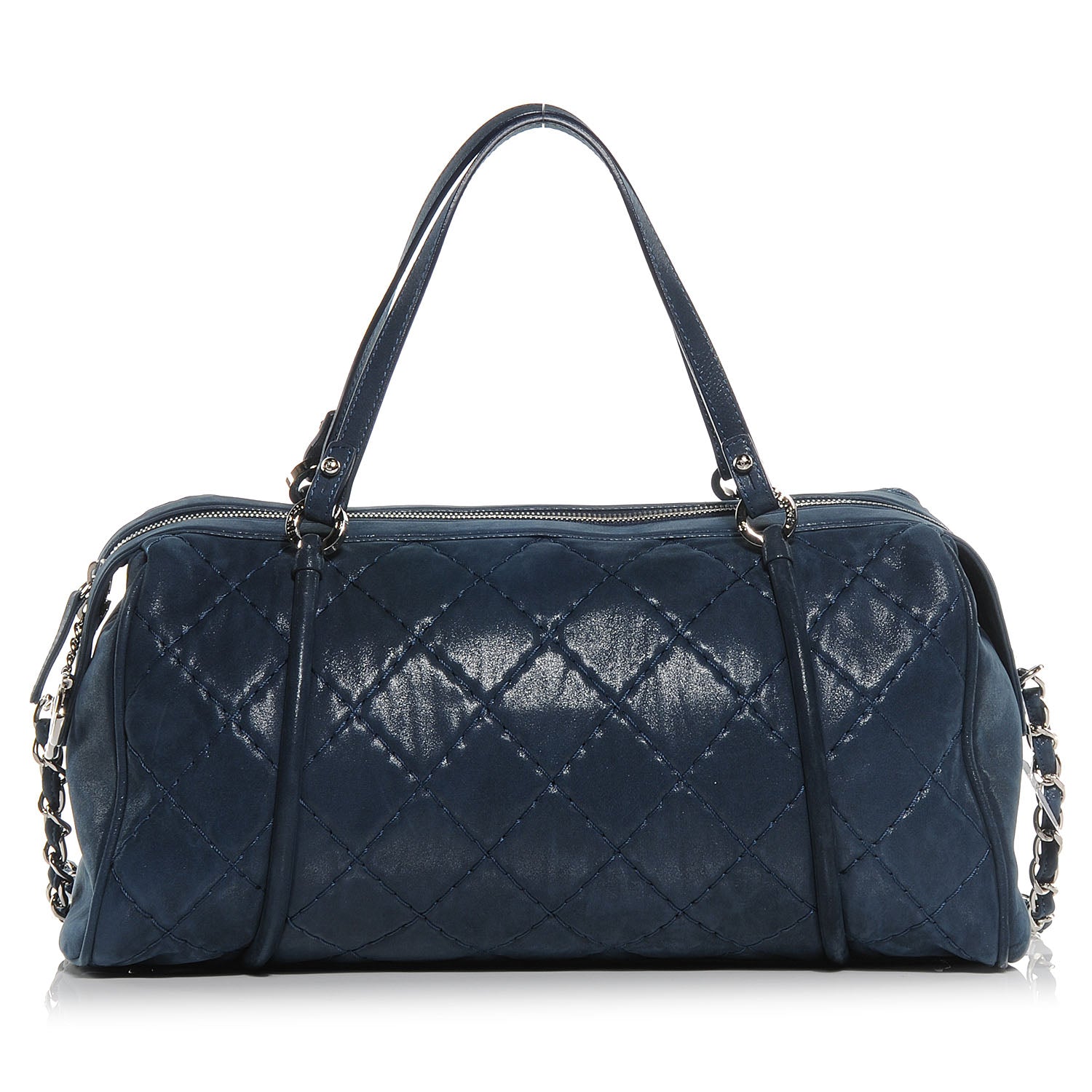Chanel Quilted Iridescent Calfskin Relax CC Bowler Navy Blue 1 of 7