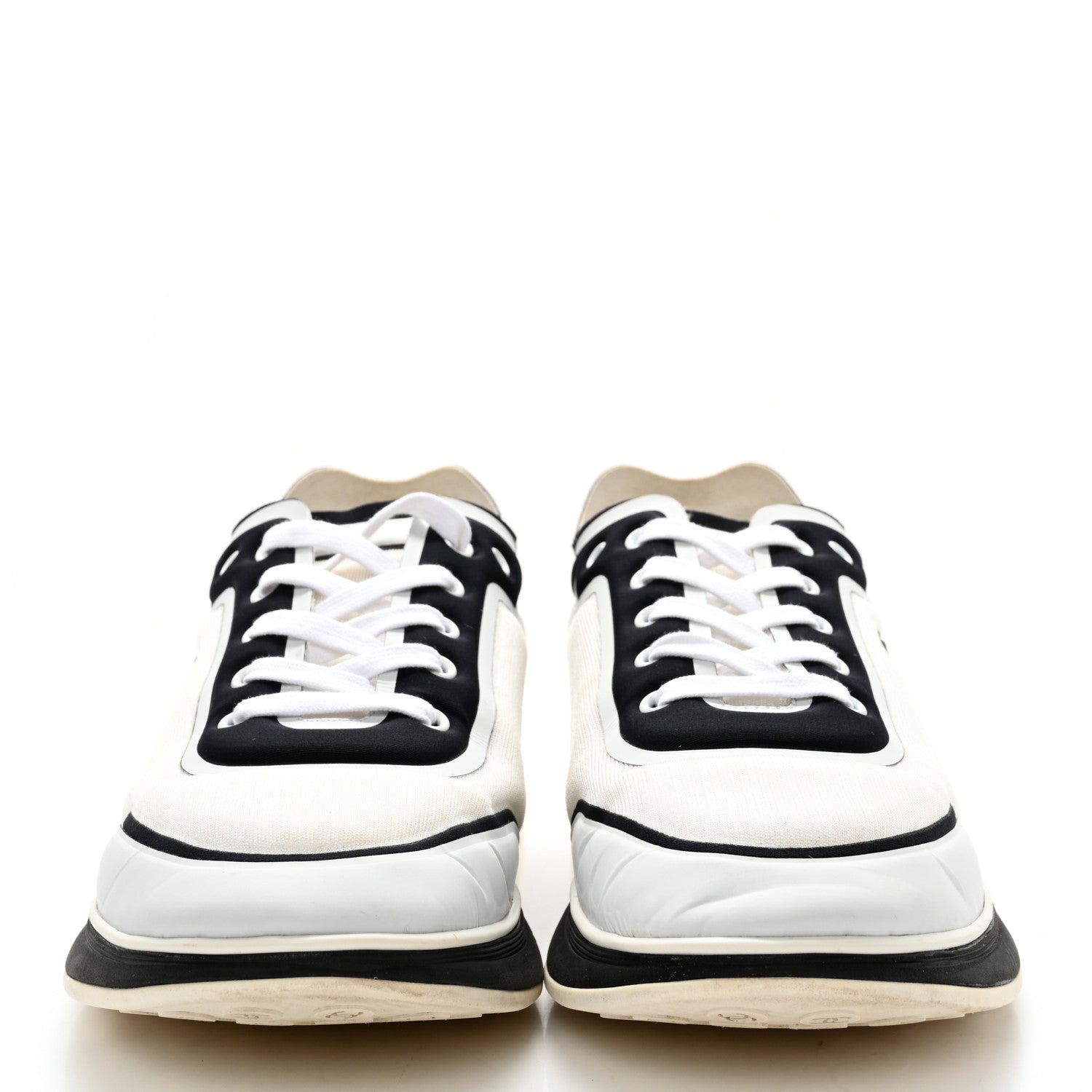 Chanel Mesh Lycra Thermoplastic Mens Sneakers 45 White Black 2 of 11