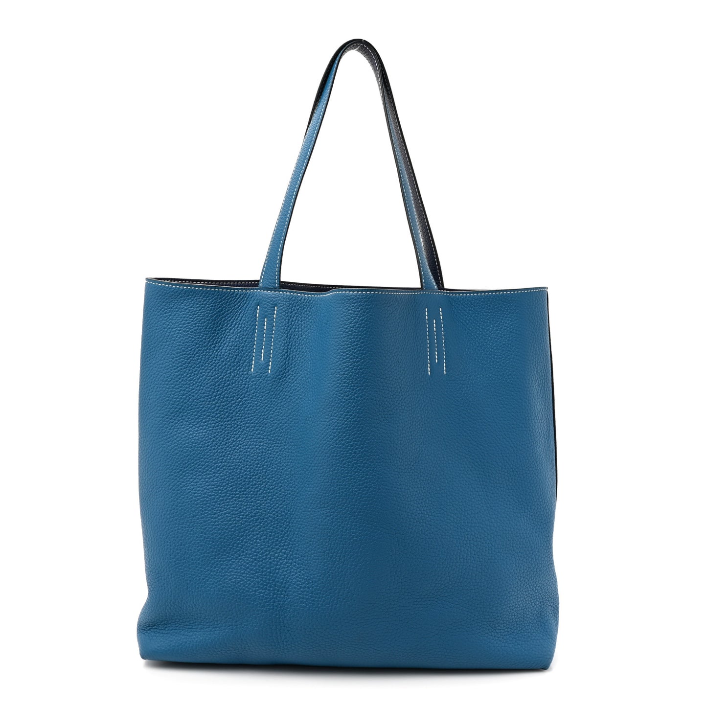 Taurillon Clemence Double Sens 36 Reversible Tote Bleu Sapphire Izmir
