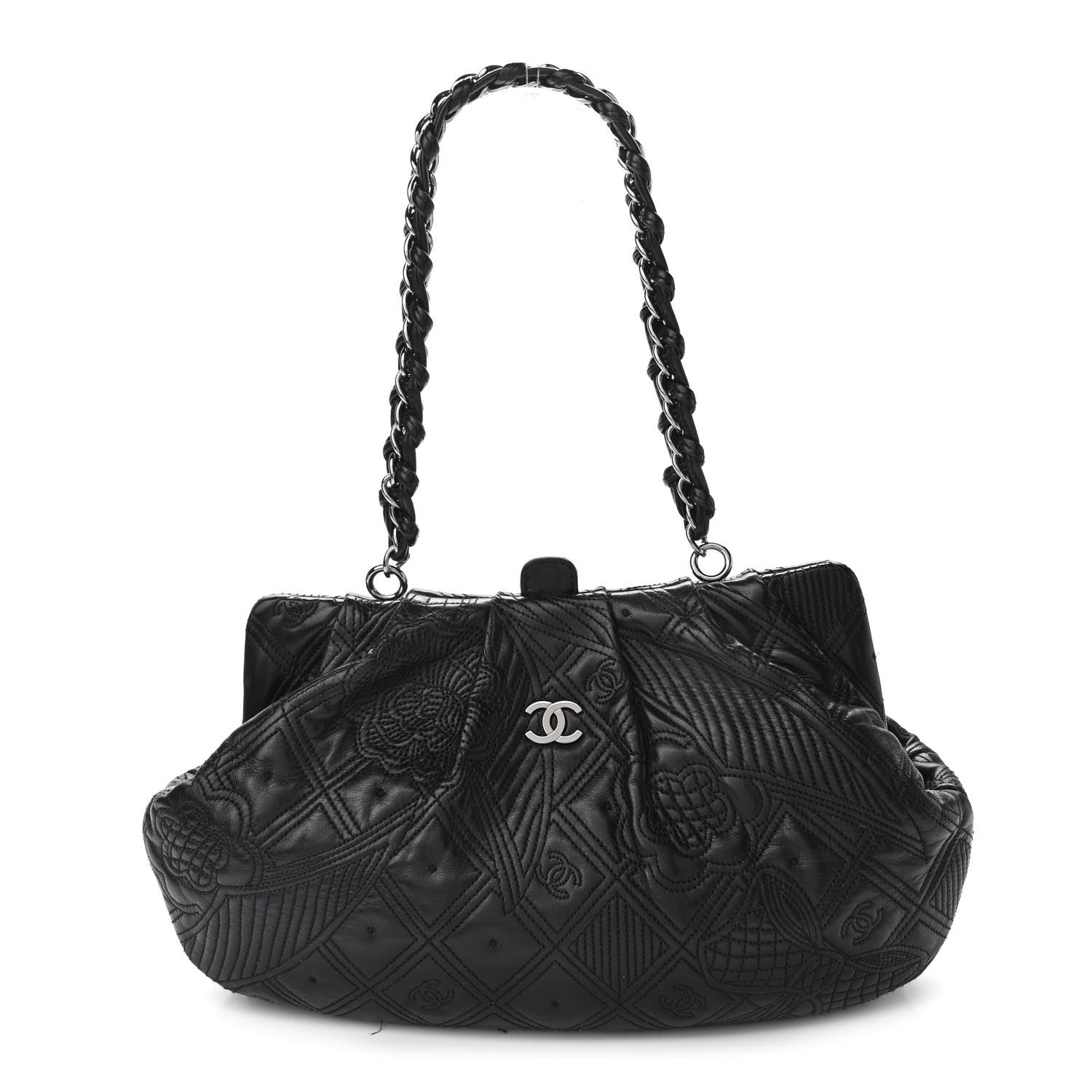 Chanel Lambskin Embroidered Frame Bag Black 1 of 13