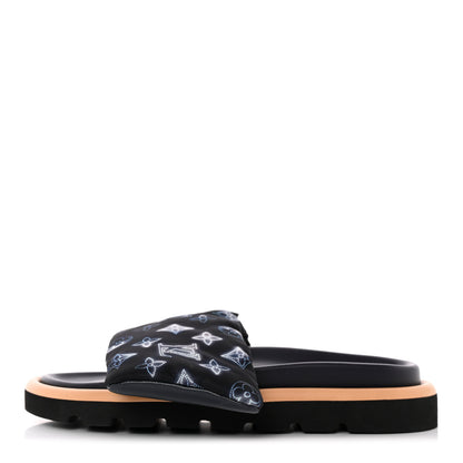 Louis Vuitton Nylon Monogram Womens Pool Pillow Comfort Mules 40 Navy Blue 1 of 10