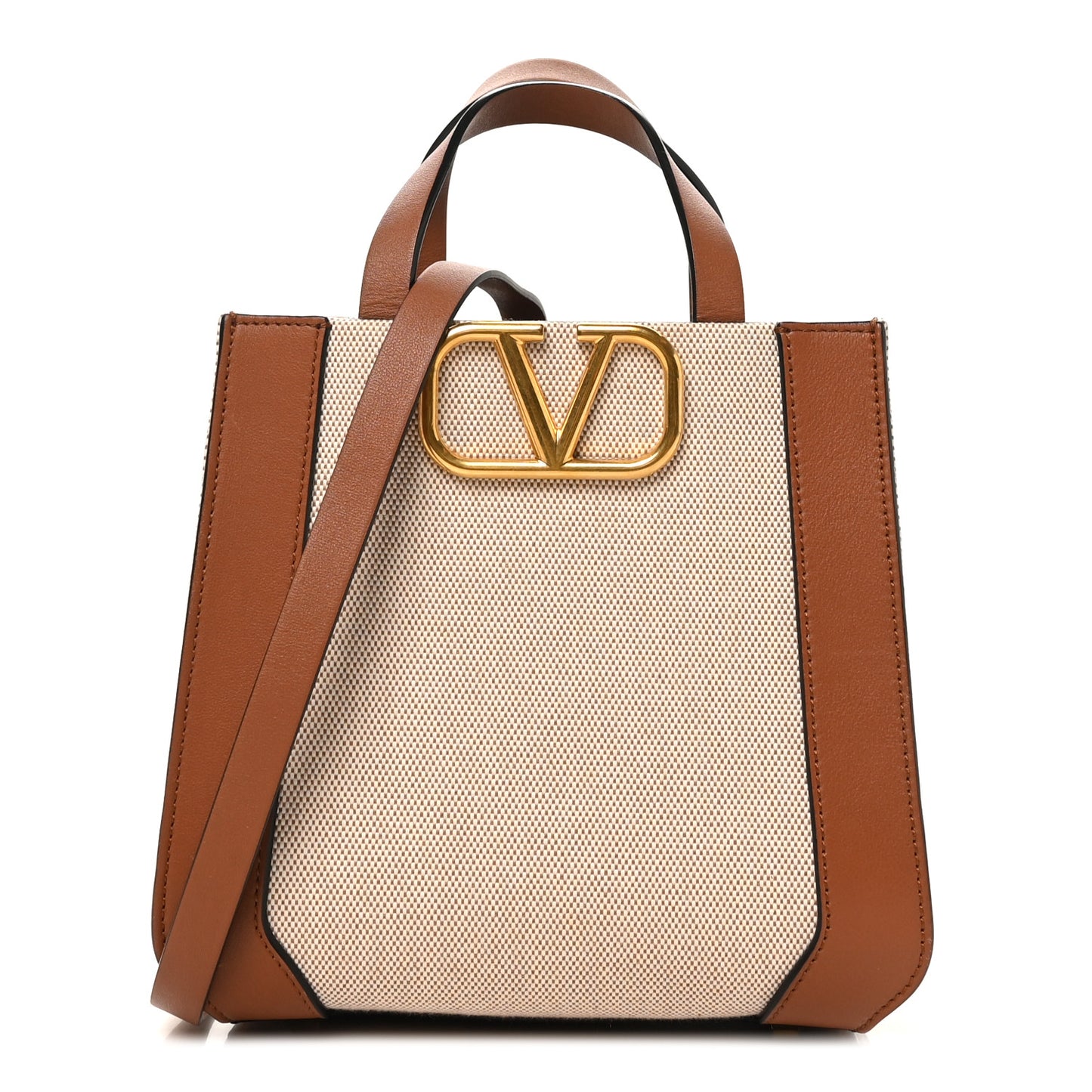 Canvas Calfskin Small Vlogo Signature Handbag Beige Selleria