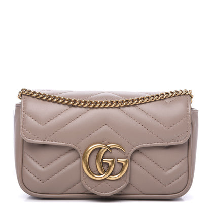 Gucci Calfskin Matelasse Super Mini GG Marmont Shoulder Bag Porcelain Rose 1 of 10