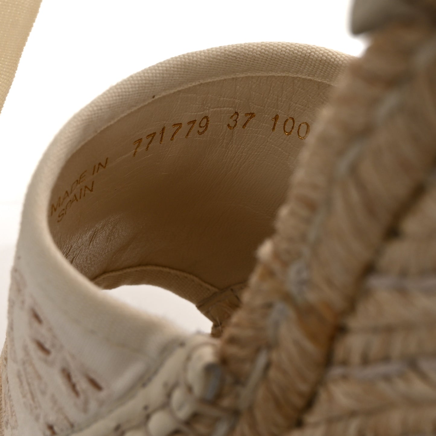 Canvas Damita GG Eyelet Espadrille Wedge Sandals 37.5 Ivory