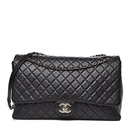 Chanel Metallized Calfskin Quilted XXL Travel Flap Bag Black 1 of 11