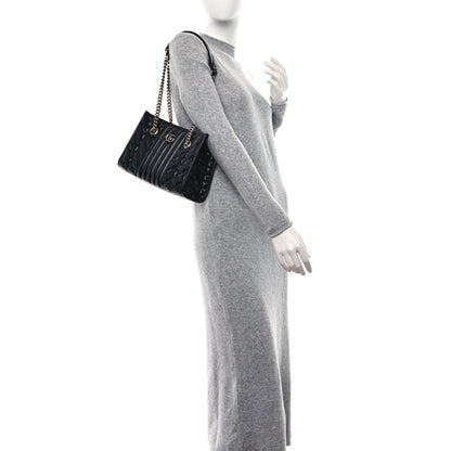 Gucci Calfskin Matelasse Aria Small GG Marmont Shoulder Tote Black 2 of 8