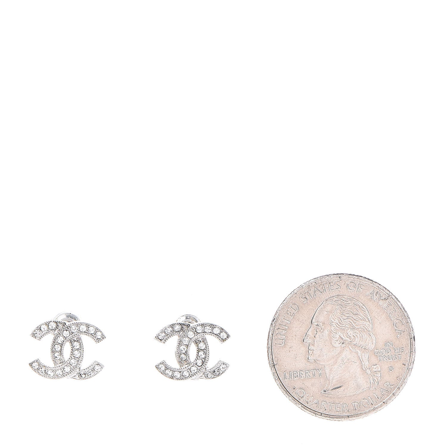 Chanel Crystal CC Earrings Silver 2 of 5