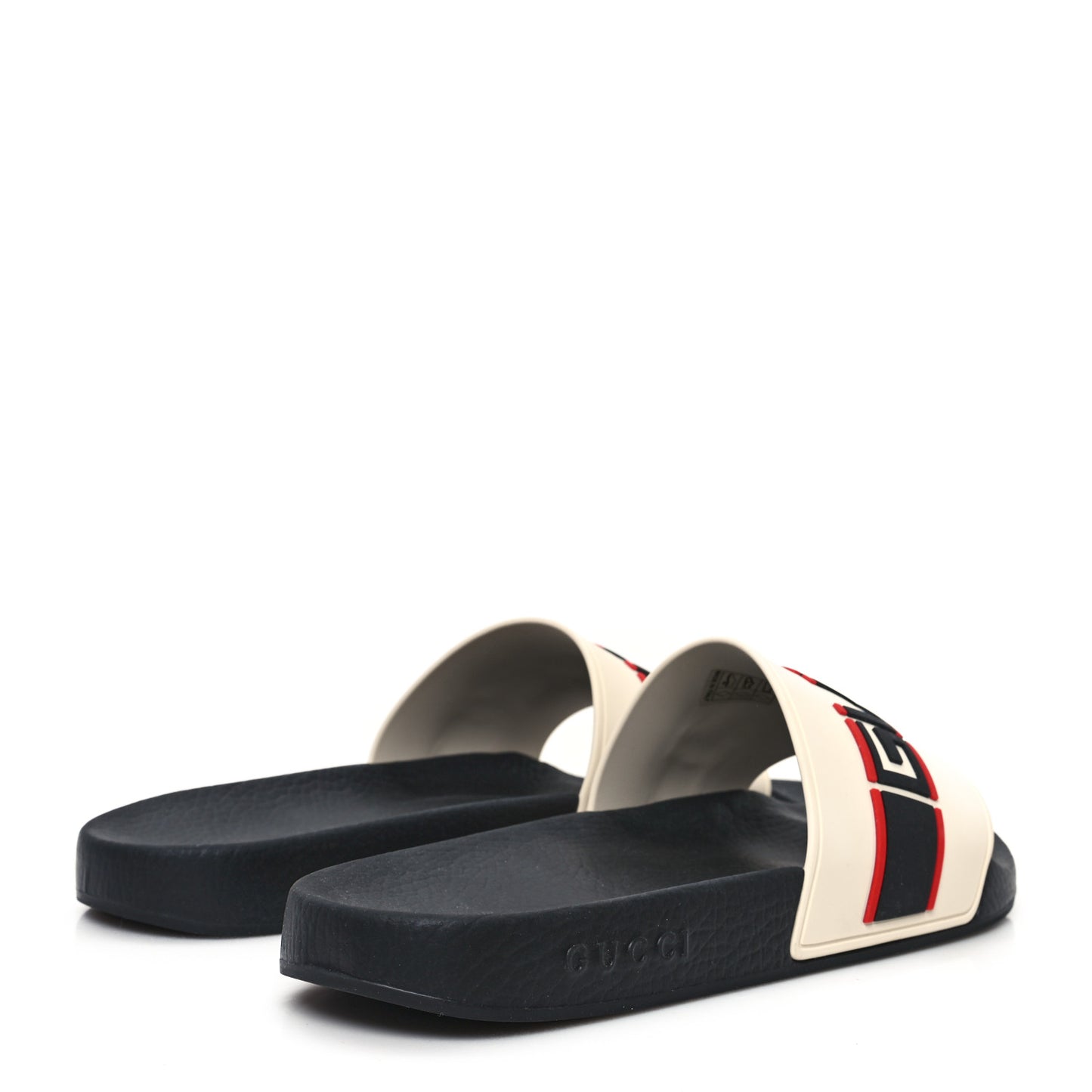 Rubber Stripe Mens Pool Slide Sandals 9 Ecru Poppy Black