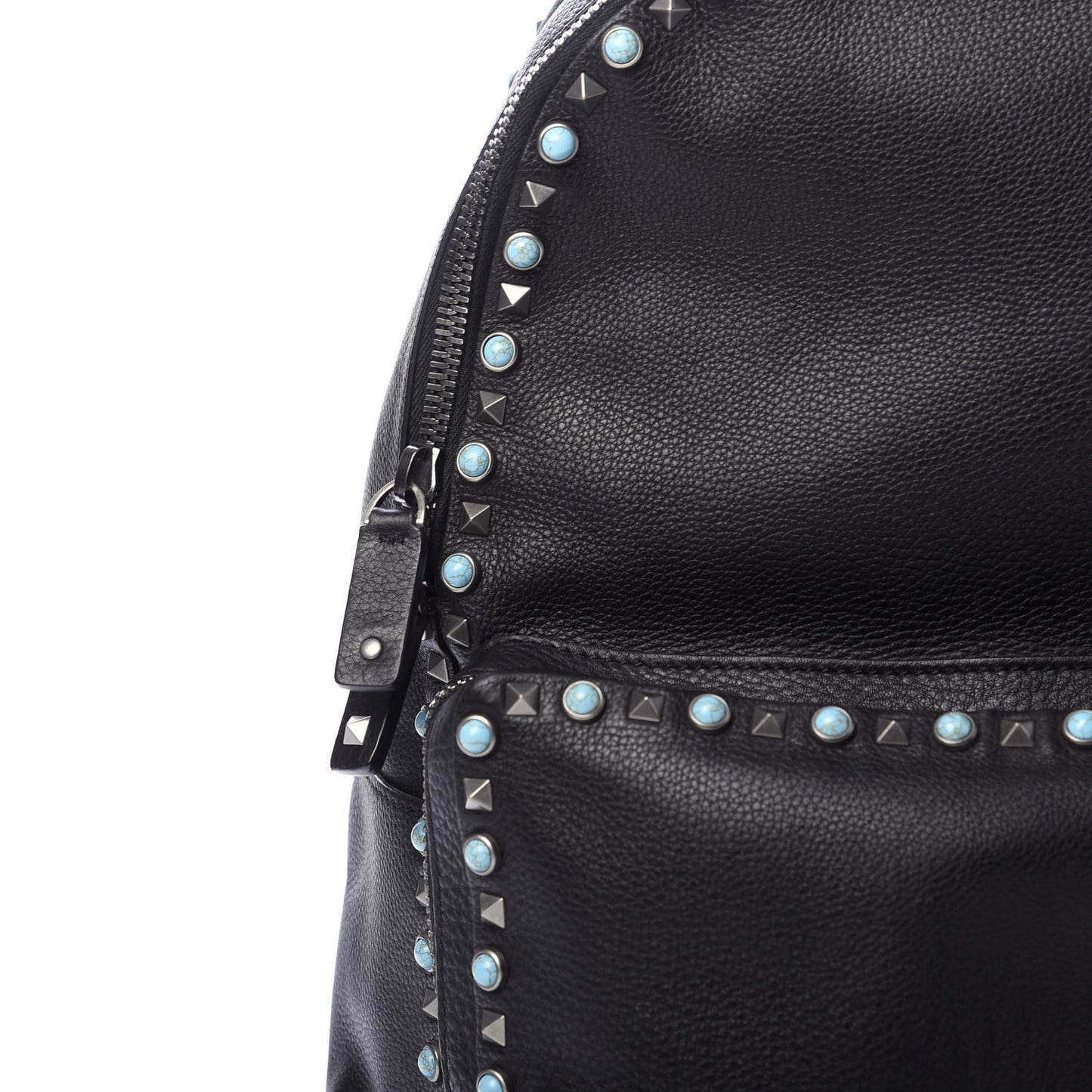 Pebbled Calfskin Medium Rockstud Rolling Backpack Black
