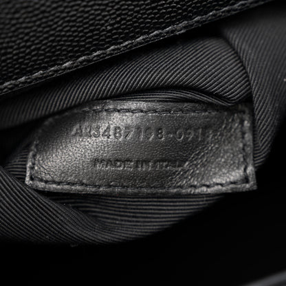 Saint Laurent Grain De Poudre Textured Mixed Matelasse Large Triquilt Monogram Satchel Black 6 of 9